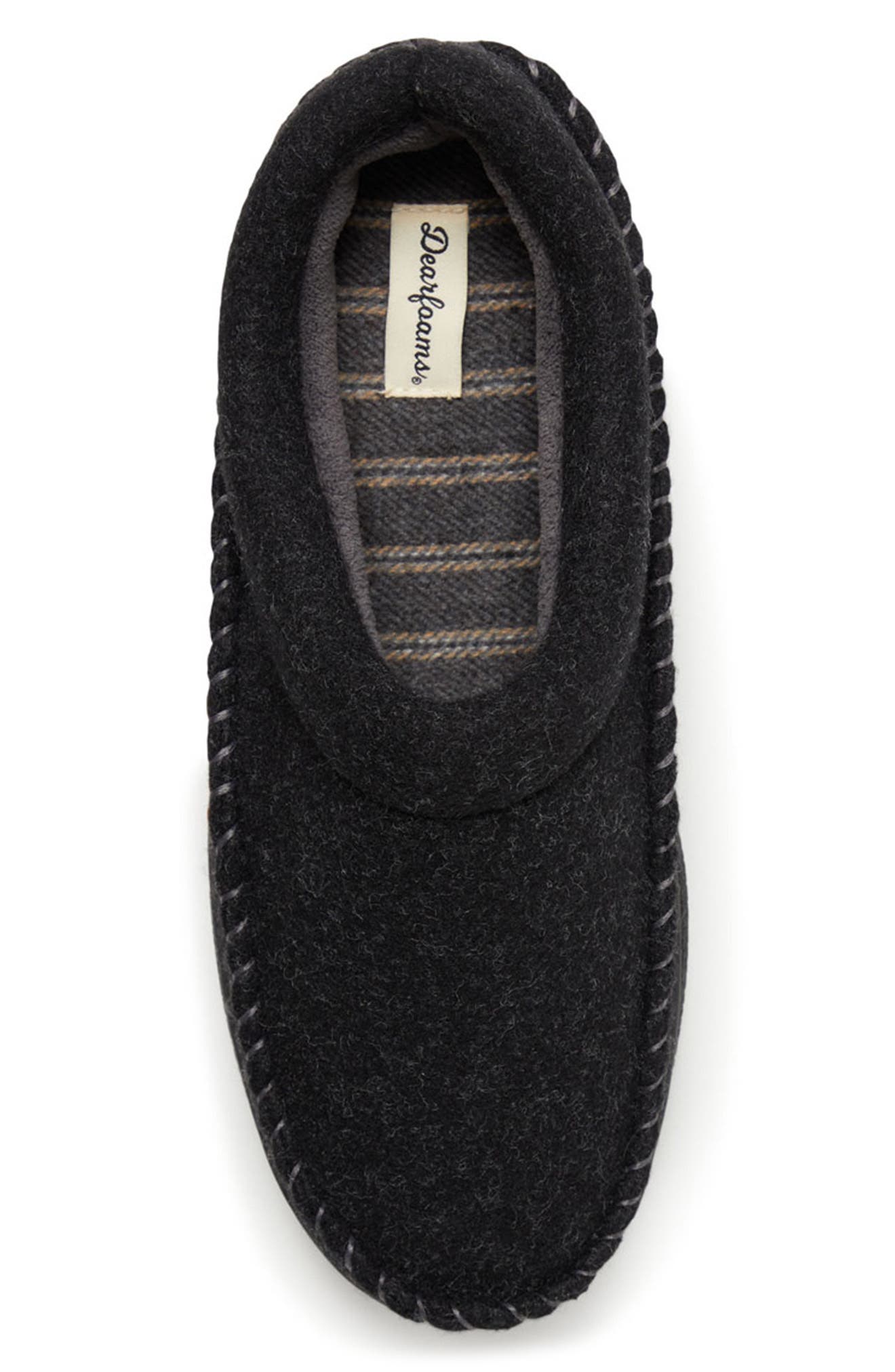 DEARFOAMS Thompson Whipstitch Trim Slipper, Alternate, color, Black