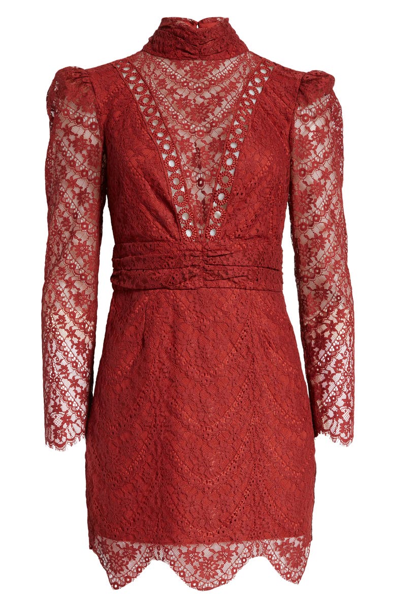 Saylor Celia Lace Long Sleeve Cotton Blend Cocktail MInidress, Alternate, color,