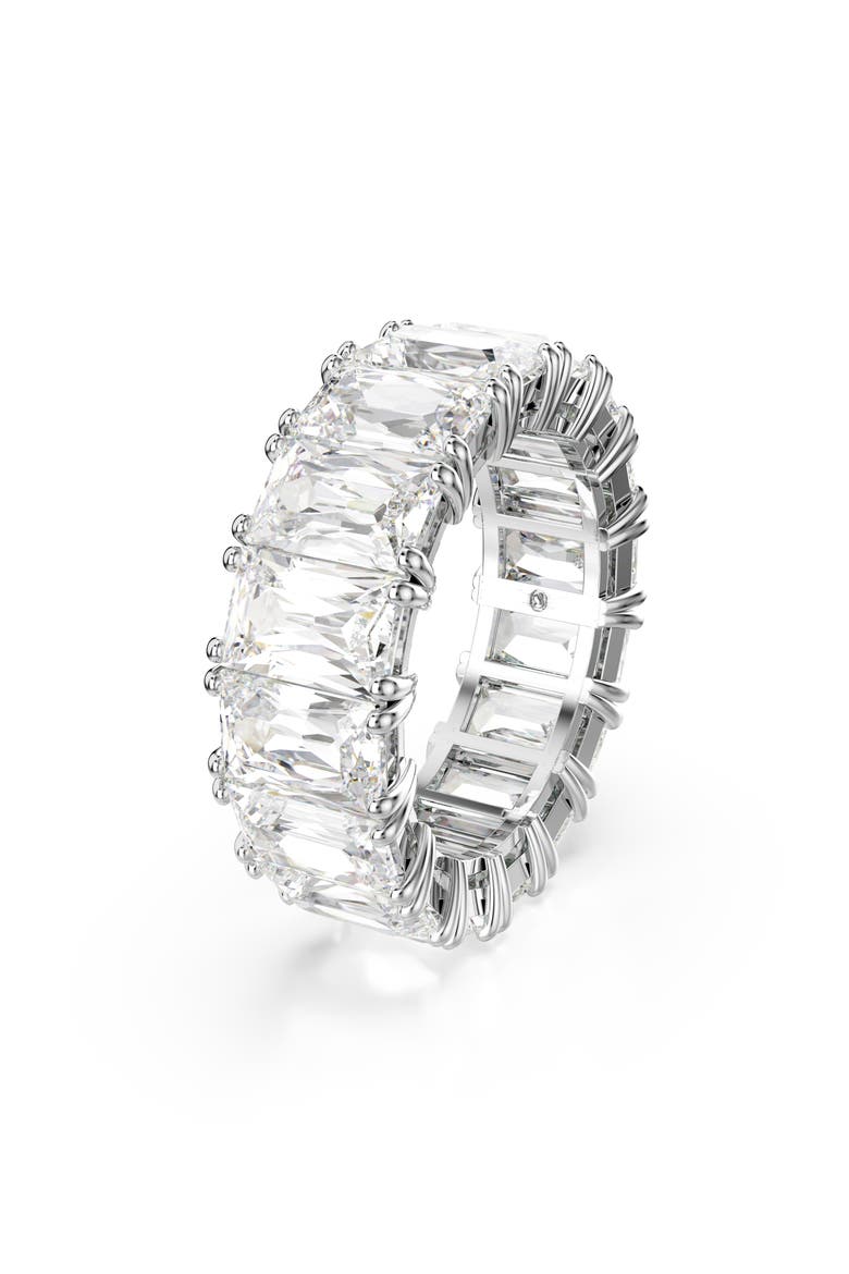Matrix Baguette Crystal Eternity Ring, Alternate, color, WHITE GOLD