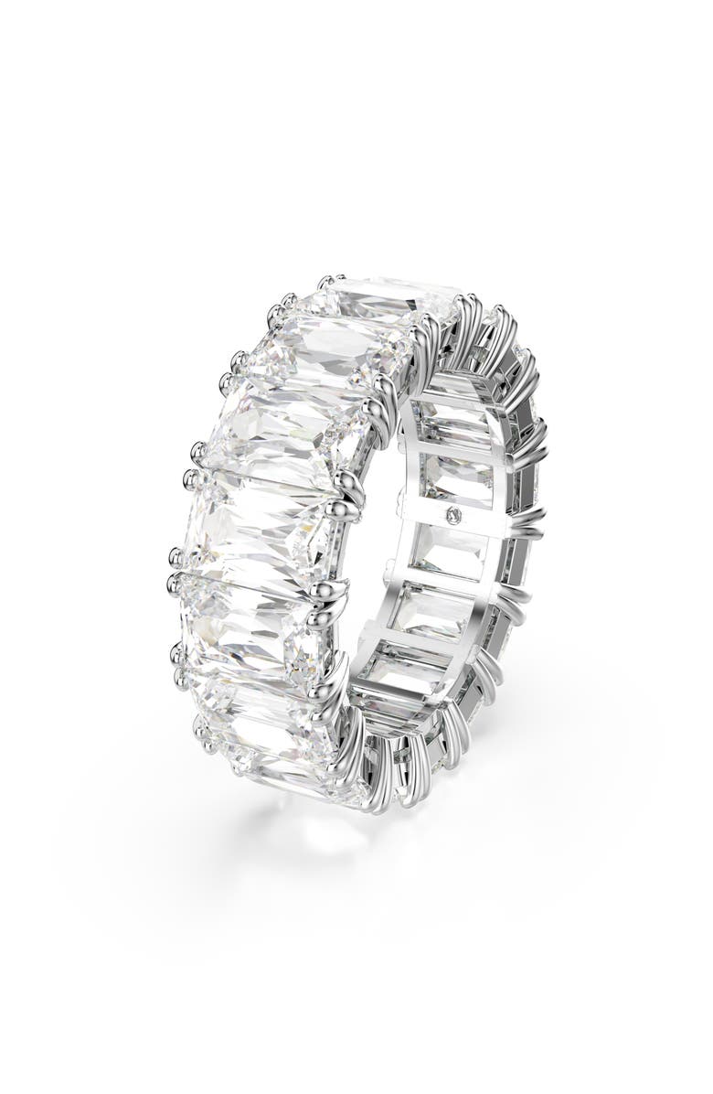 Swarovski Matrix Baguette Crystal Eternity Ring, Alternate, color, White Gold