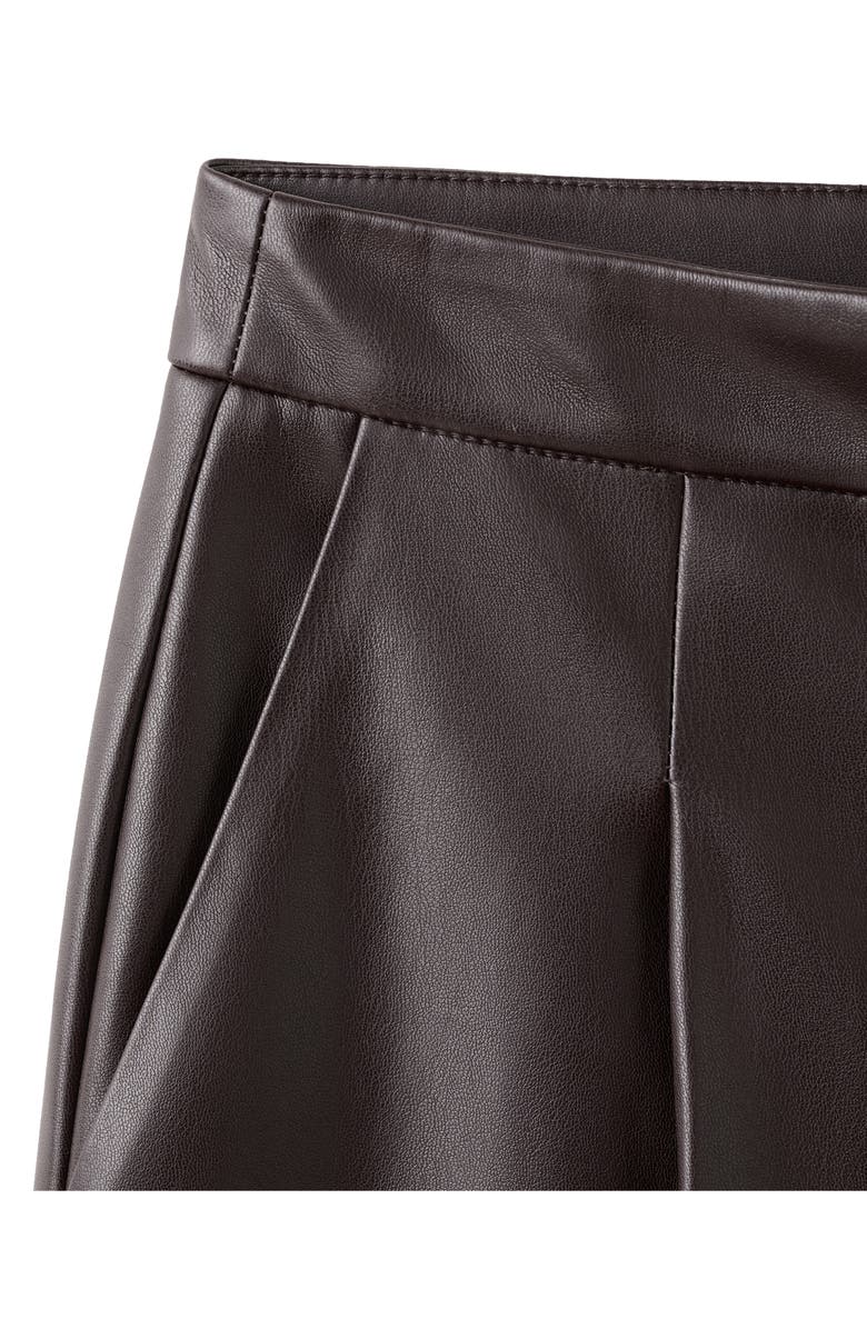 MANGO Riga Faux Leather Wide Leg Pants, Alternate, color, Chocolate