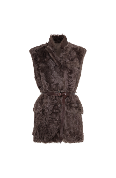 Wavy shearling vest