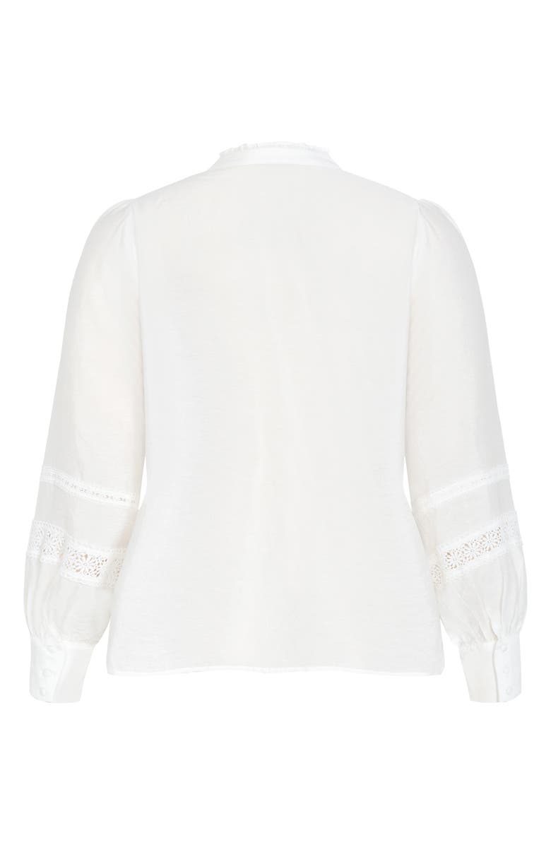 City Chic Whimsical Lace & Pintuck Shirt, Alternate, color, Cream