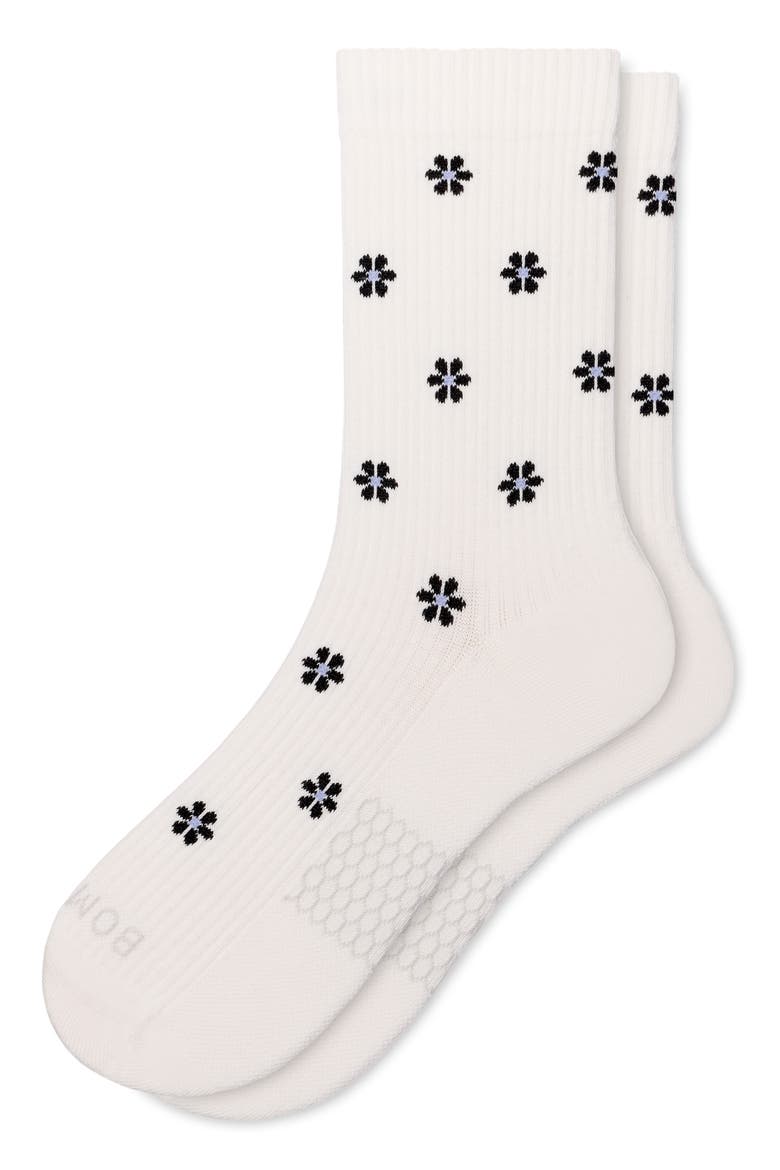 Tossed Flowers Supima® Rib Quarter Socks, Alternate, color, BLACK FLORAL