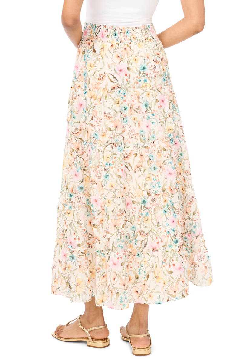 Vince Camuto Smocked Waist Tiered Maxi Skirt, Alternate, color, Antiq White