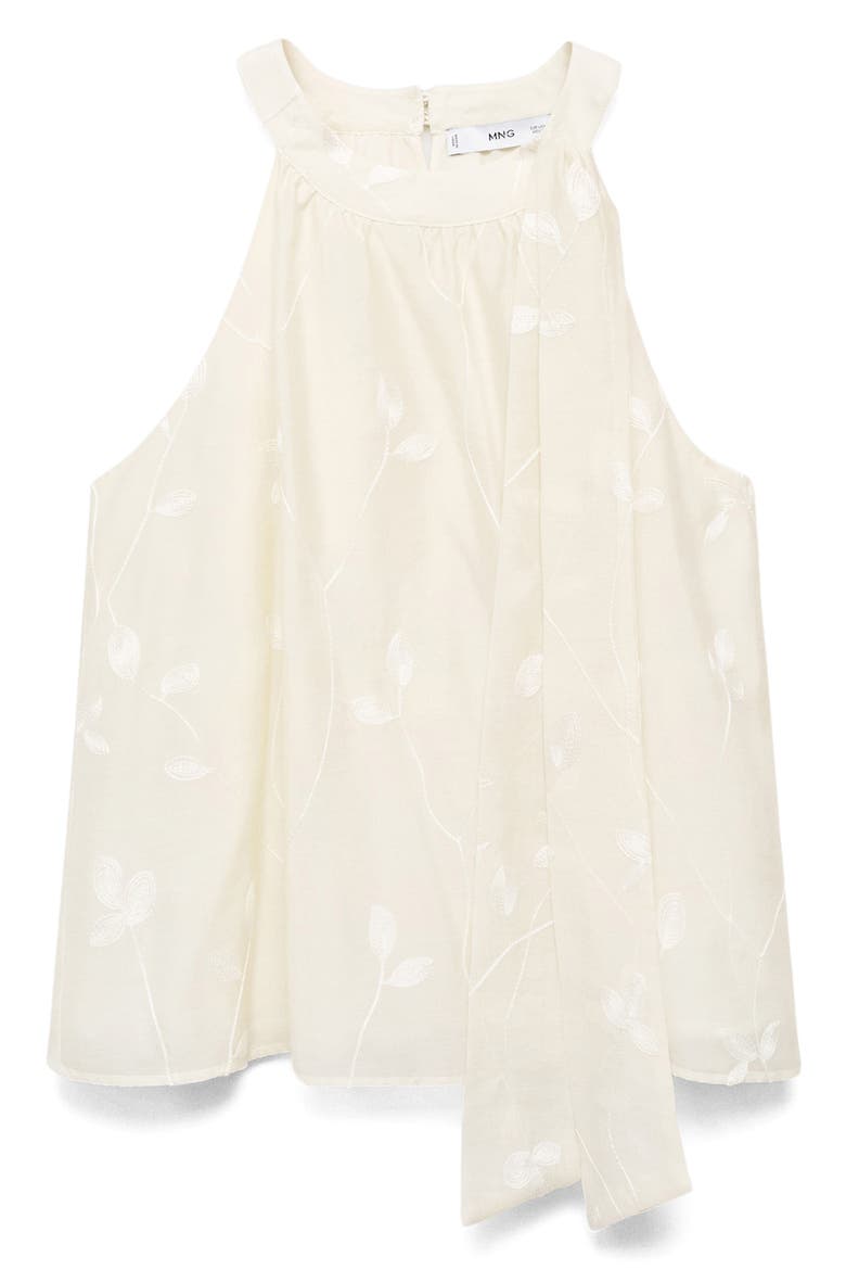Knot Detail Floral Halter Top, Main, color, ECRU