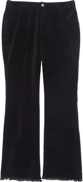 MIDNIGHT RODEO Frayed Hem Velvet Bootcut Pants