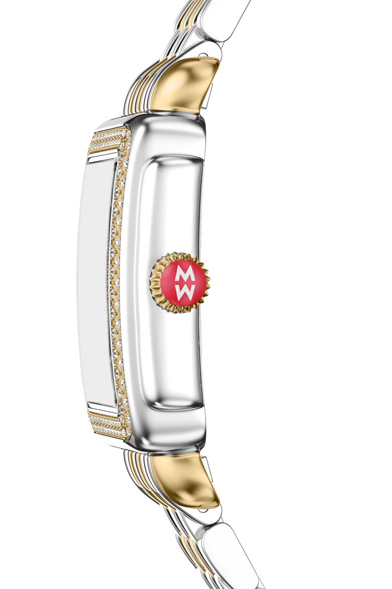 Deco Madison Mid Two-Tone 18K Gold Plate Diamond & Mother-of-Pearl Bracelet Watch, 29mm x 31mm, Alternate, color, TWO TONE
