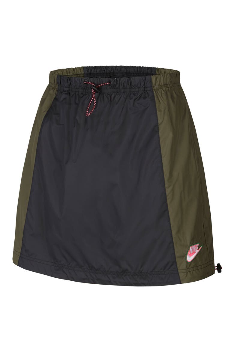 Sportswear Icon Clash Colorblock Drawstring Skirt, Alternate, color, BLACK/ TWILIGHT MARSH