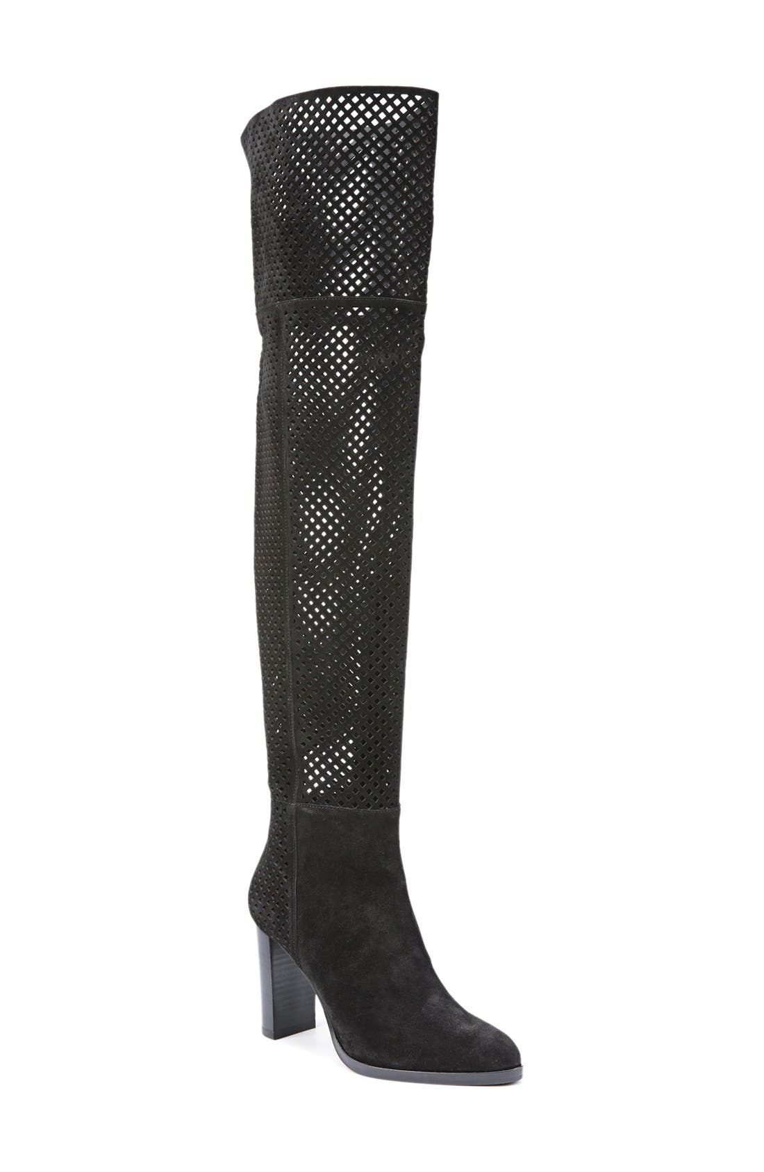 Diane von Furstenberg 'Jolet' Perforated Over the Knee Boot, Main, color, 