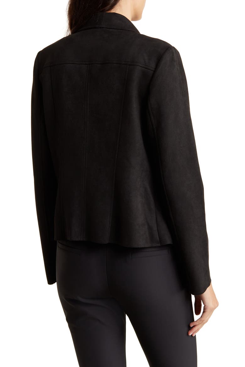 Faux Leather Draped Moto Jacket, Alternate, color, BLACK