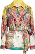 Etro Floral Paisley Belted Twill Field Jacket