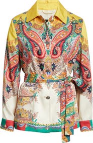 Etro Floral Paisley Belted Twill Field Jacket