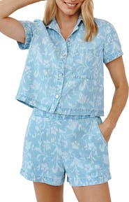 Bella Dahl Floral Crop Camp Shirt