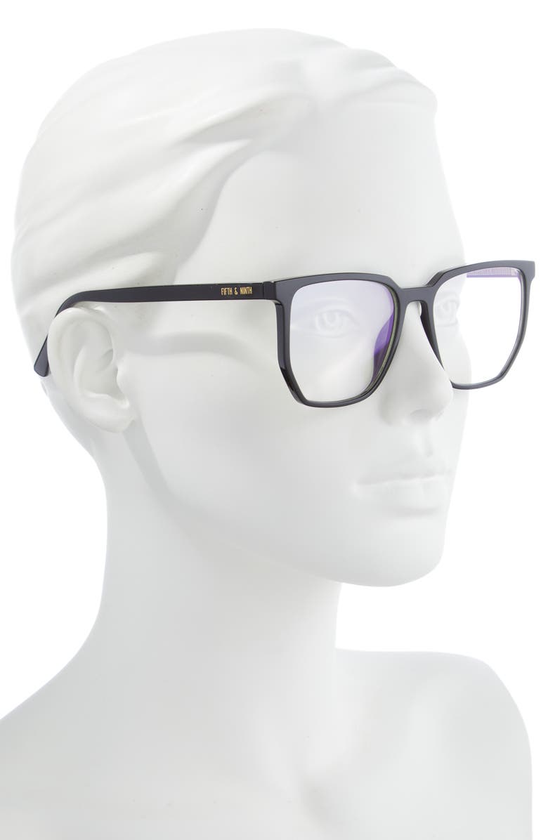 Fifth & Ninth Eden 54mm Blue Light Blocking Glasses, Alternate, color, Black/ Clear