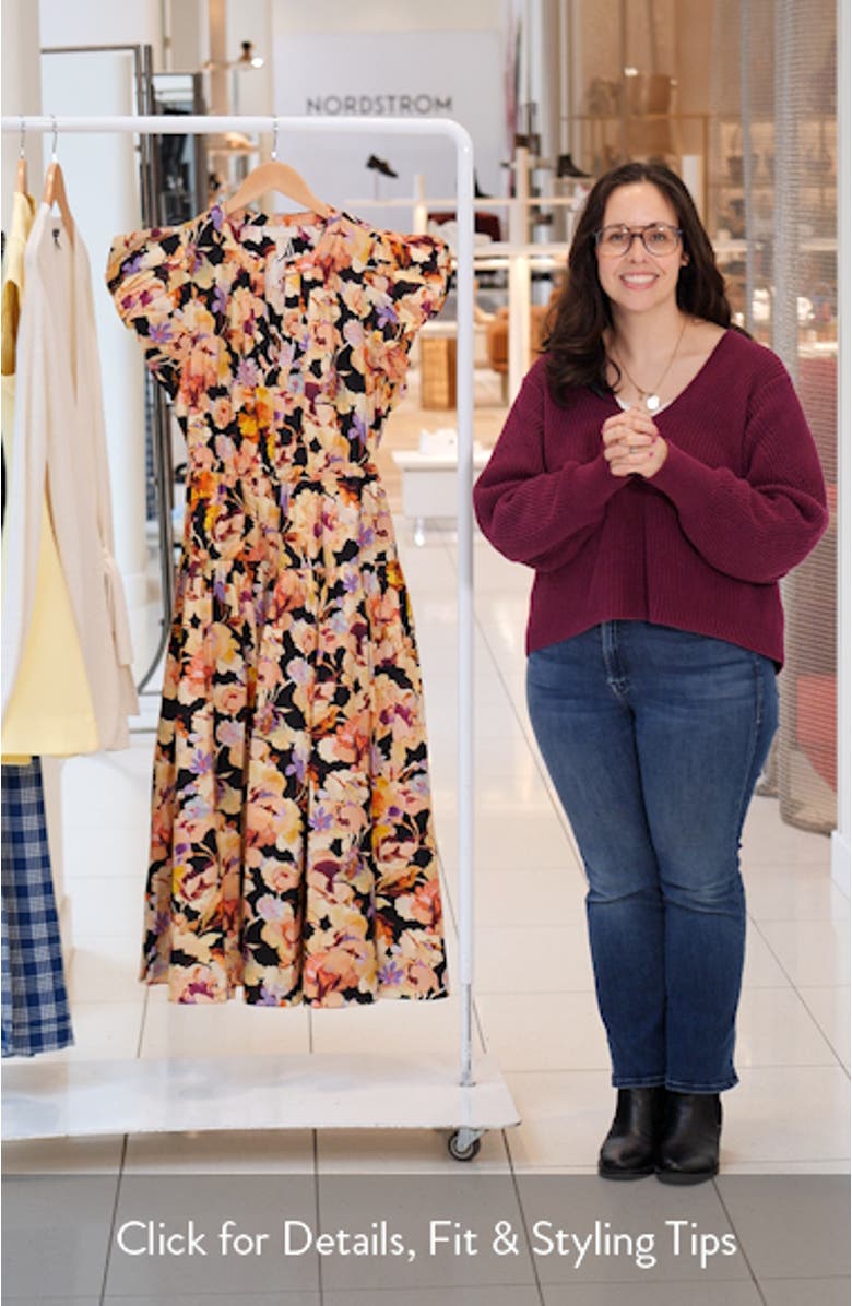 Marin Floral Silk Midi Dress, sales video thumbnail