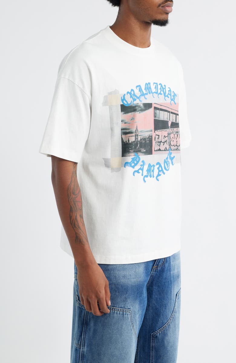 CRIMINAL DAMAGE Cut & Paste Graphic T-Shirt, Alternate, color, Off White
