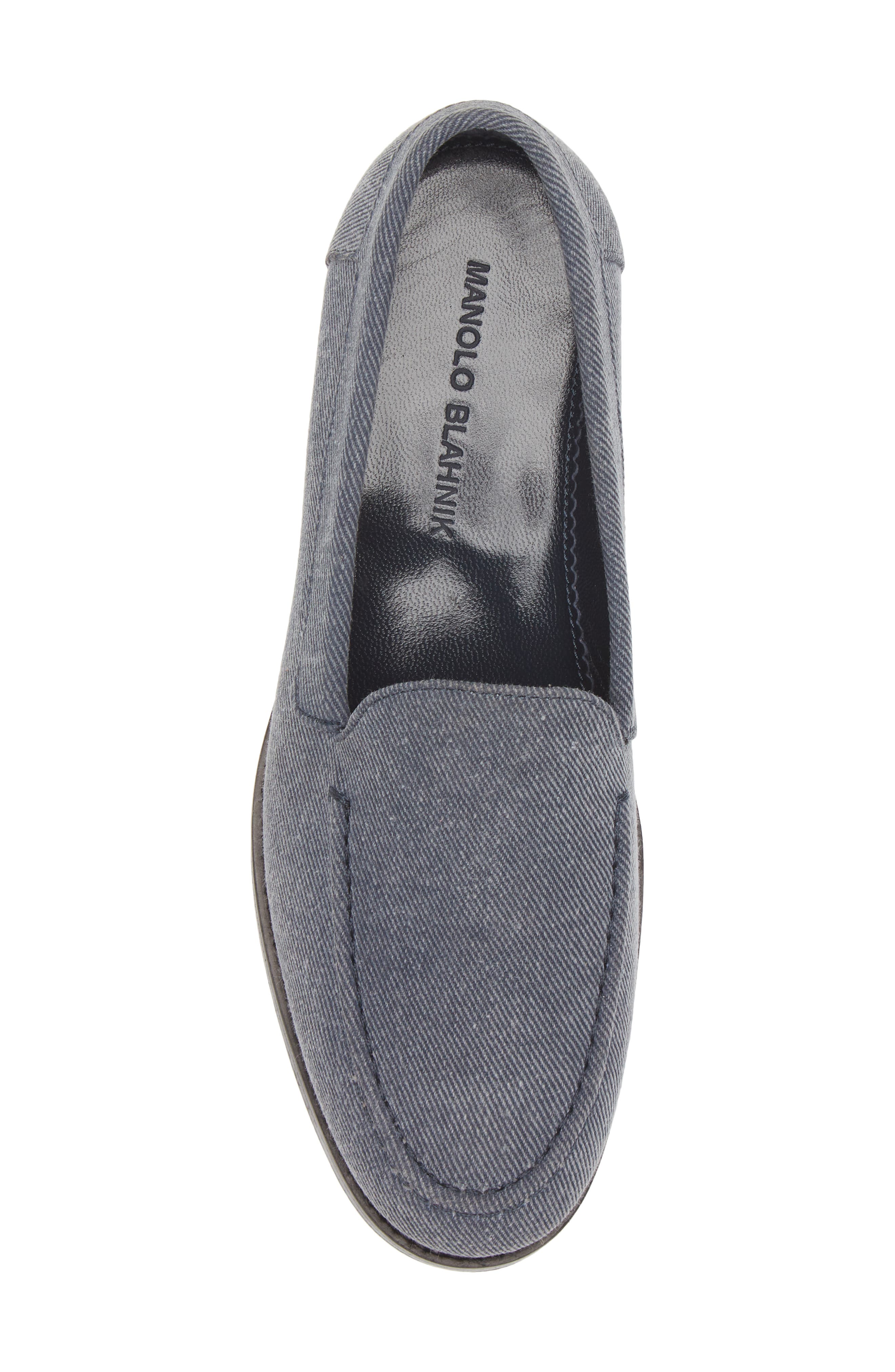 Manolo Blahnik Dineguardo Denim Moc Toe Loafer, Alternate, color, 