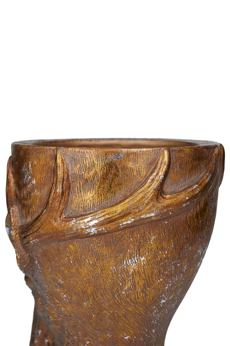 Bronzetone Polystone Traditional Deer Planter, Alternate, color, BRONZE