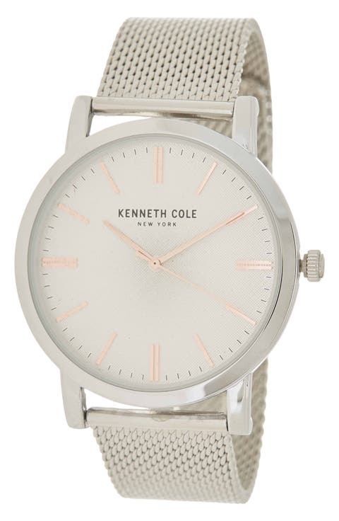 New York 3-Hand Quartz Mesh Strap Watch, 44mm