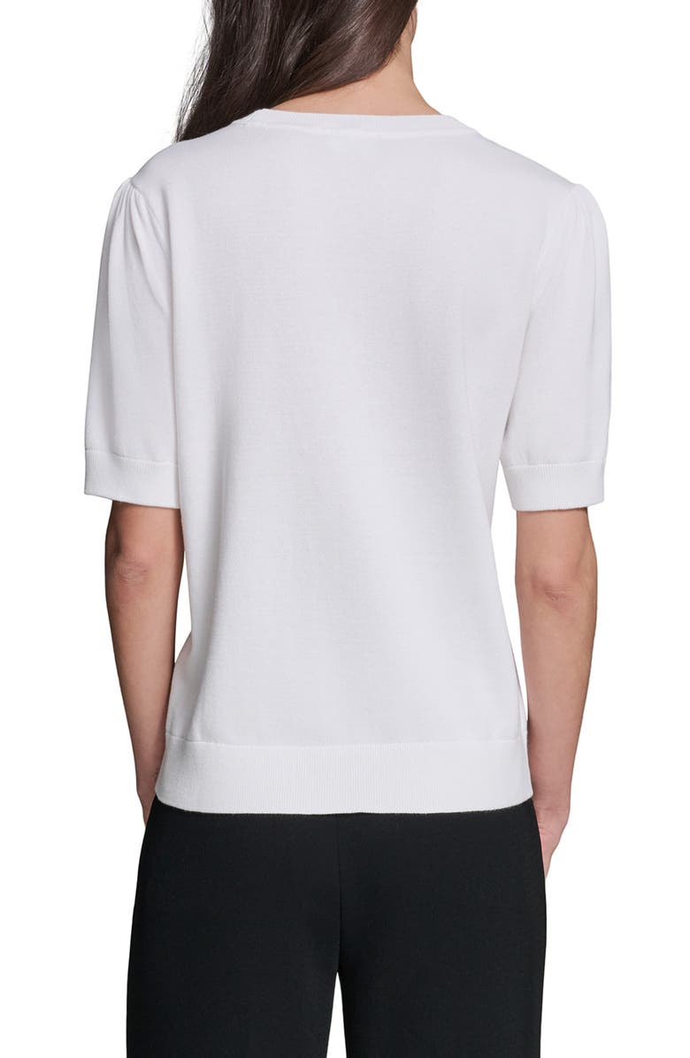 KARL LAGERFELD PARIS Bow Print Short Sleeve Cotton Sweater, Alternate, color, 