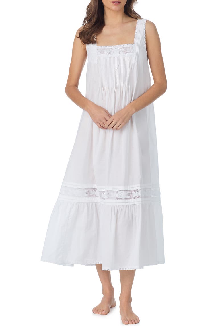 Adrianna Sleeveless Cotton Ballet Nightgown, Main, color, WHITE