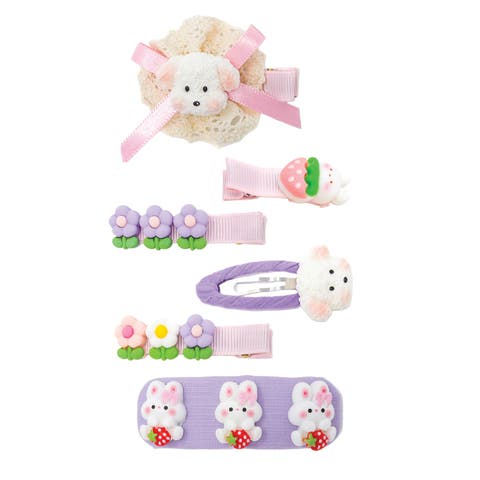 Puppy & Bunny Garden Hair Clip Set of 6