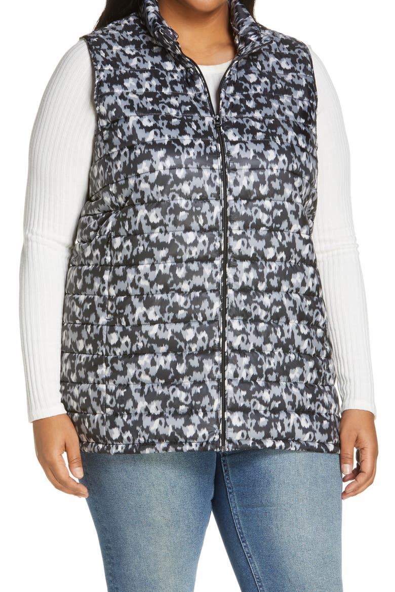 Quilted Puffer Vest, Alternate, color, BLACK IKAT