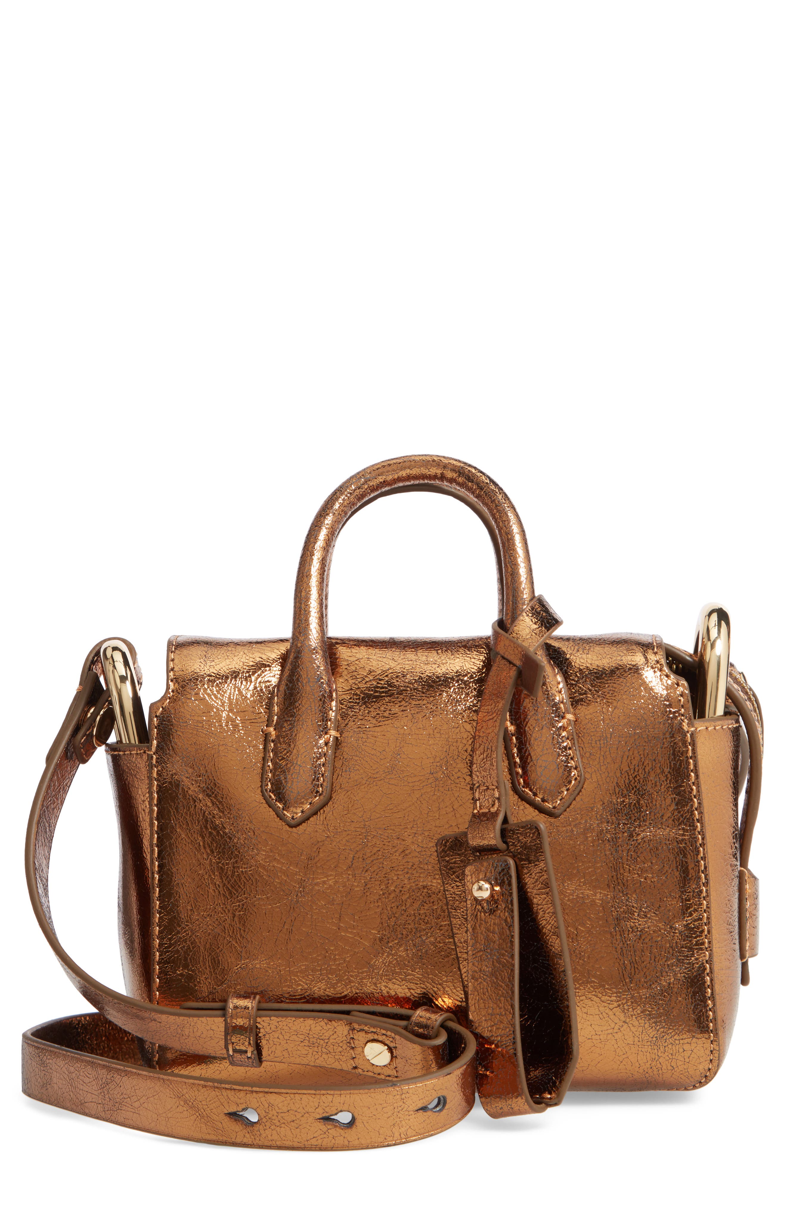 J.Crew Mini Metallic Leather Shoulder/Crossbody Satchel, Main, color, 