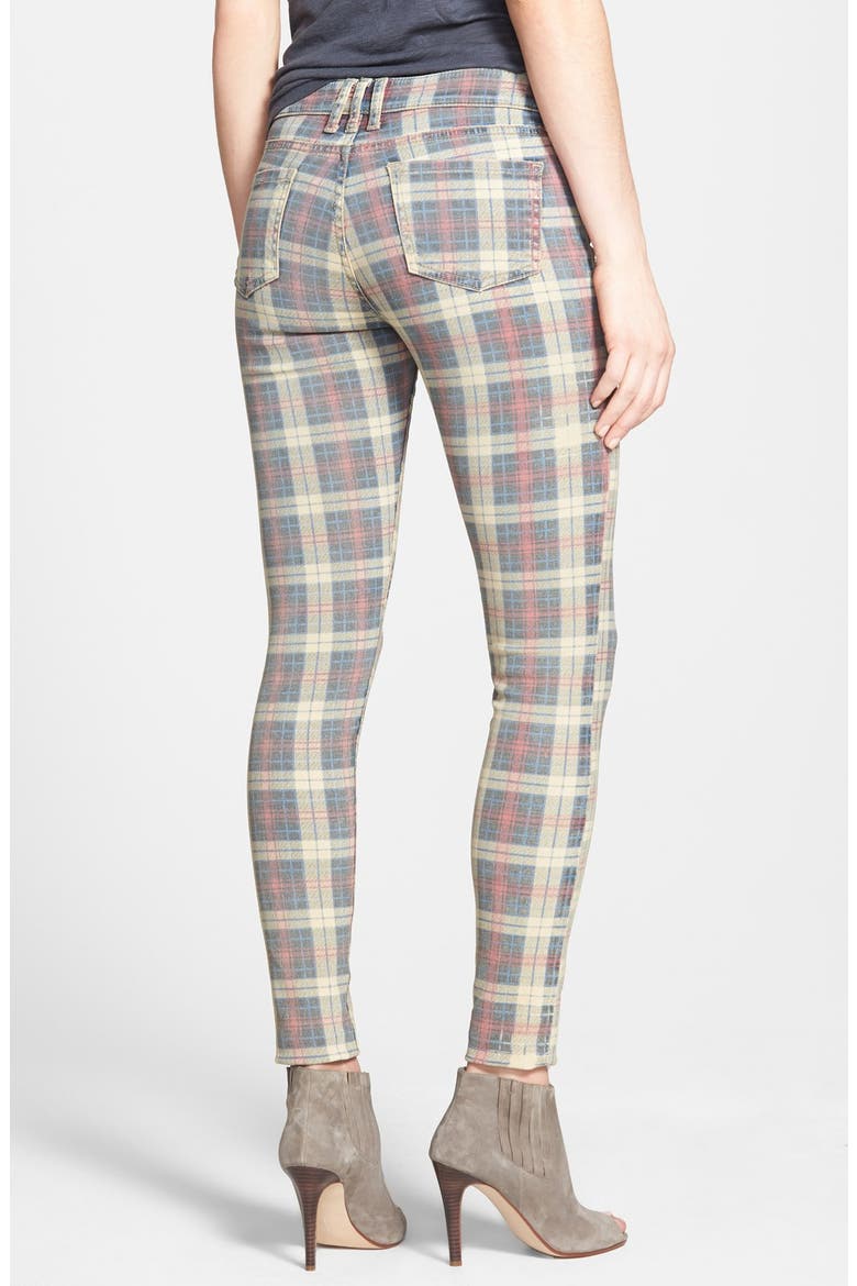 'Mia' Plaid Print Skinny Jeans, Alternate, color, RED PLAID