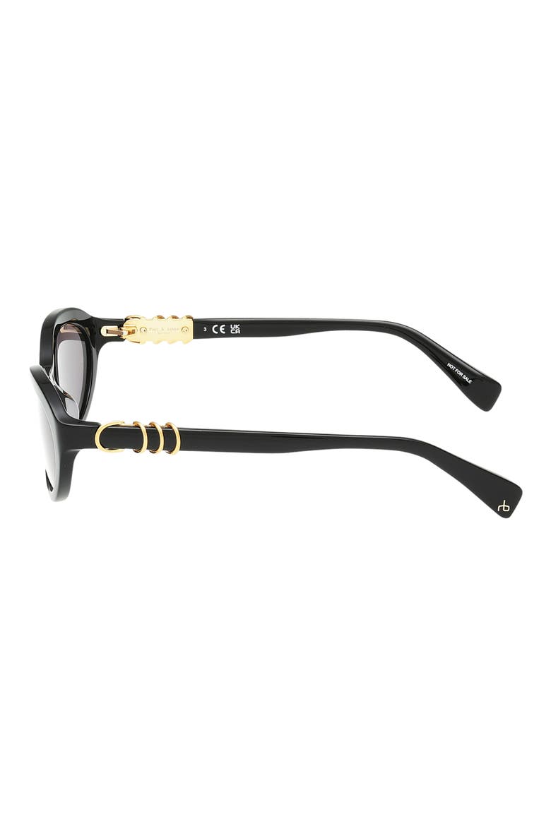 52mm Oval Sunglasses, Alternate, color, SHINY BLACK / SMOKE LENSES