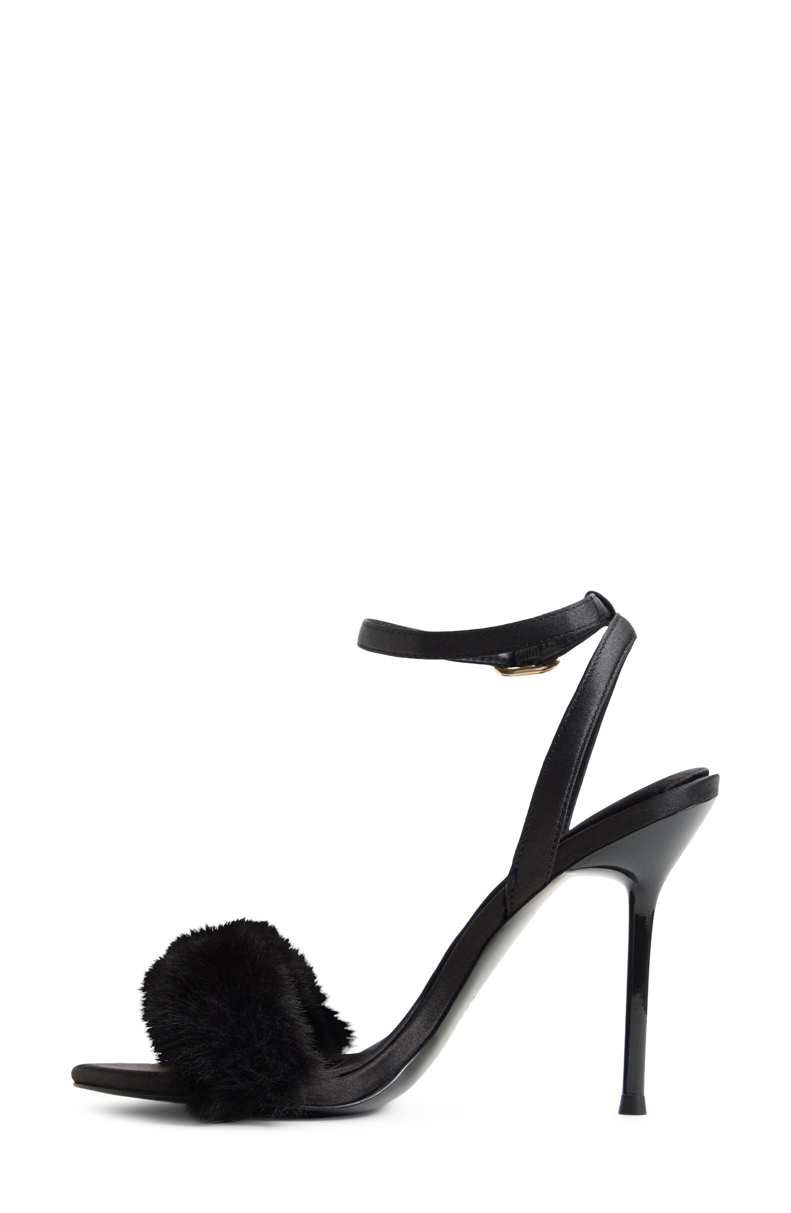 Marilou Faux Fur Sandal, Alternate, color, BLACK