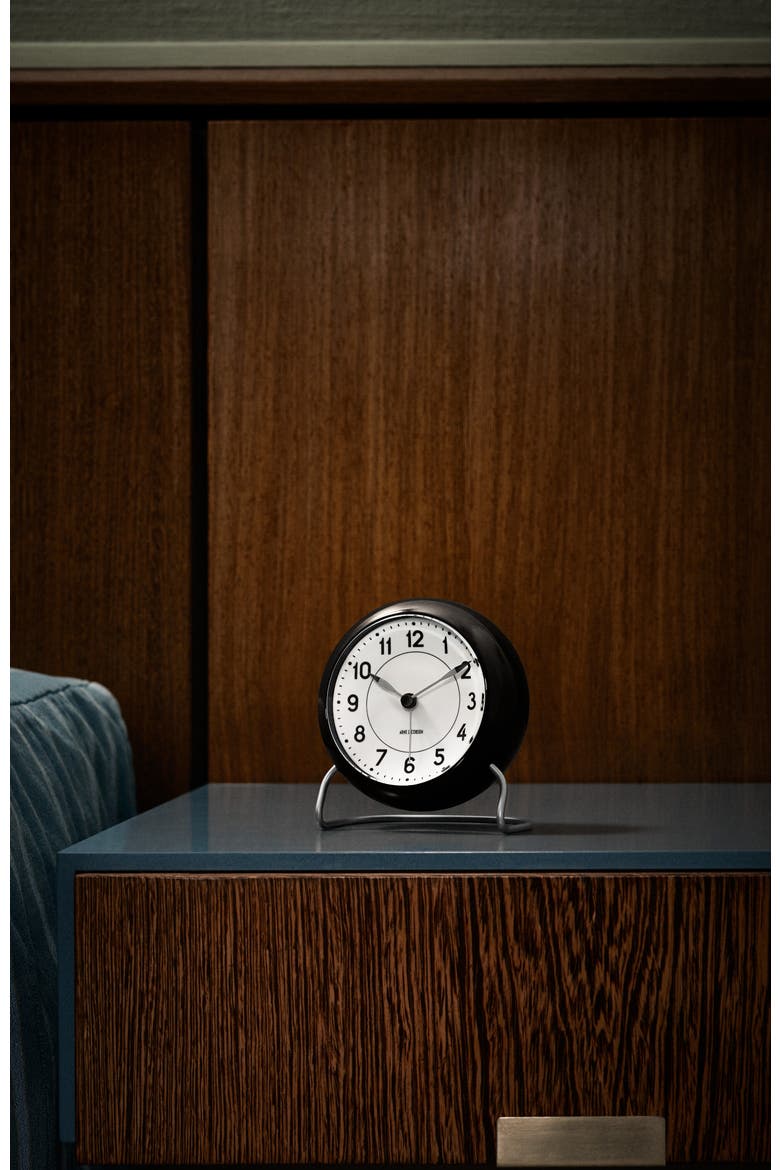 Station Table Clock, Alternate, color, White/Black
