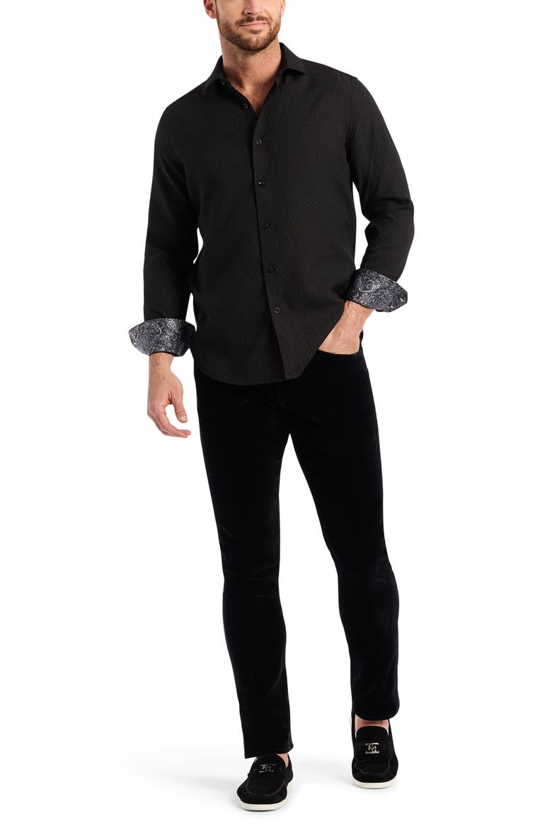 Devonshire Long Sleeve Button Front Shirt, Alternate, color, BLACK
