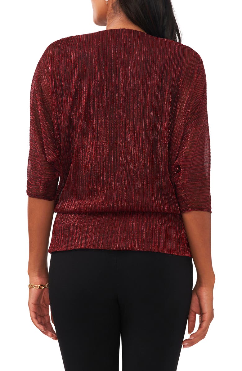 Chaus Metallic Split Sleeve Top, Alternate, color, Red/ Black 607