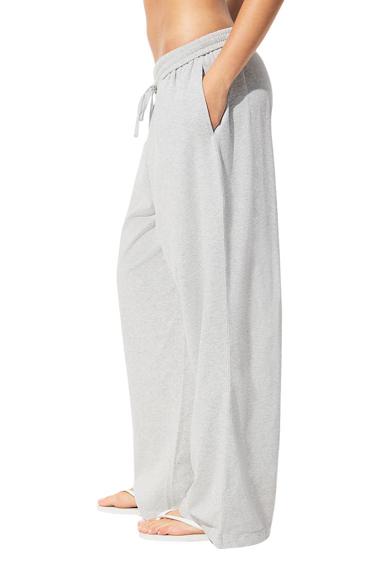 Cotton Blend Jersey Wide Leg Pants, Alternate, color, LIGHT HEATHER GREY