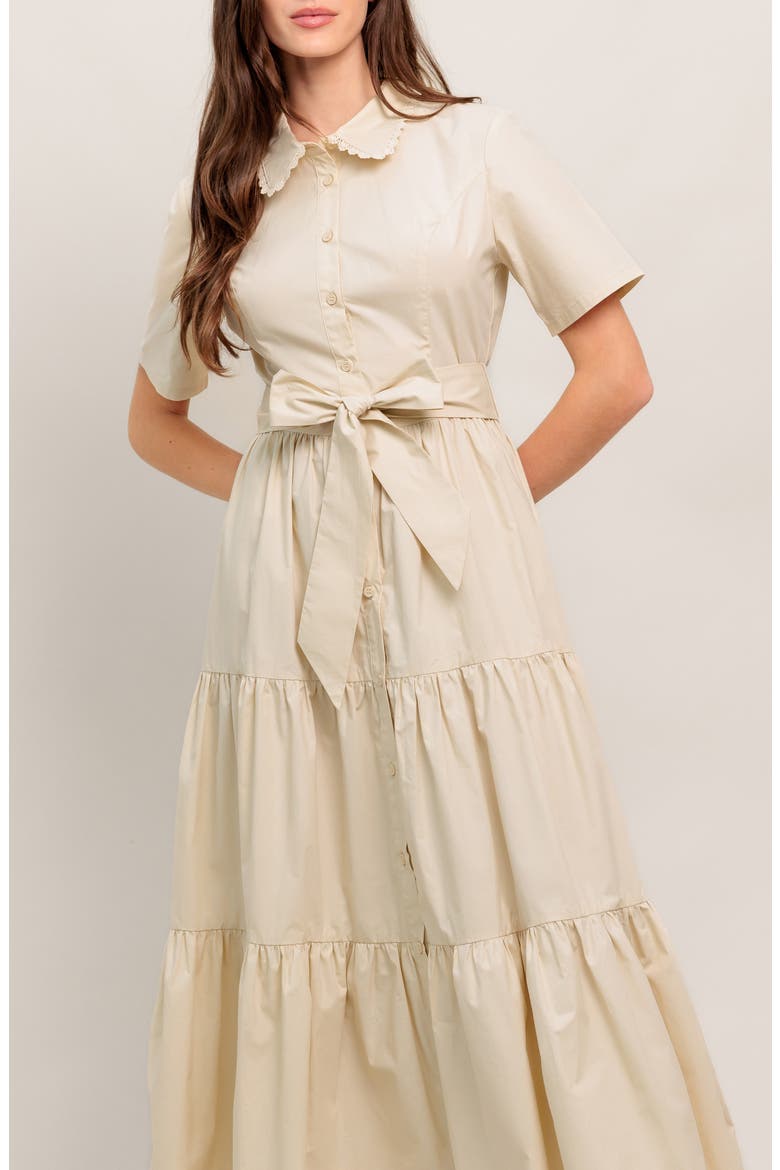 Scalloped Collar Maxi Dress, Alternate, color, BEIGE