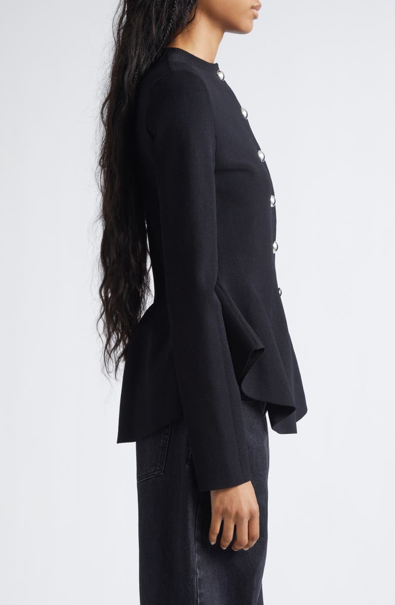 Proenza Schouler Dasha Compact Stitch Peplum Sweater Jacket, Alternate, color, Black