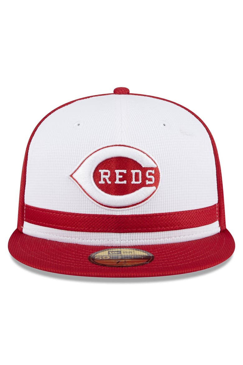 Men's New Era  White Cincinnati Reds 2024 Batting Practice 59FIFTY Fitted Hat, Alternate, color, White