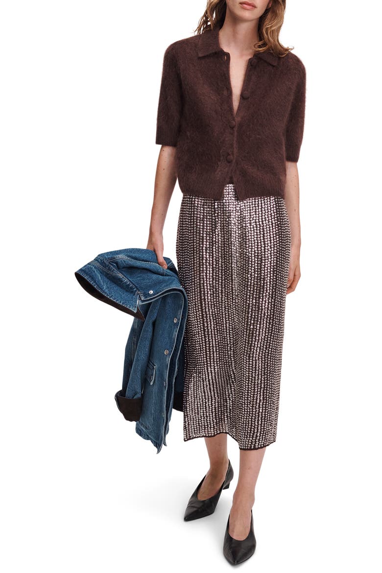 Jada Brushed Cashmere Cardigan, Alternate, color, DARK BROWN