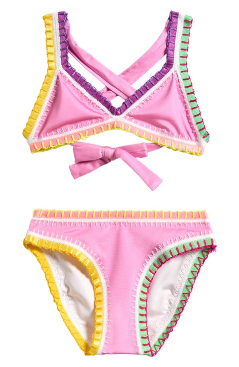 Kids' Rainbow Embroidered Two-Piece Swimsuit (Toddler, Little Kid & Big Kid)