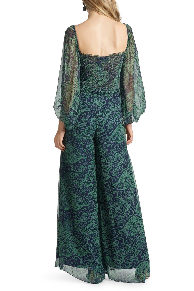 Cora Flowy Wide Leg Pants, Alternate, color, AZTEC FLORAL SAGE AND MIDNIGHT