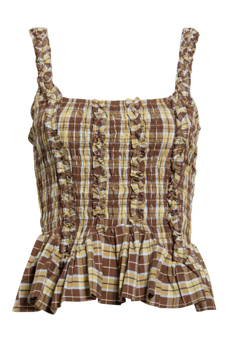 Raphi Check Organic Cotton Top, Alternate, color, COCOA