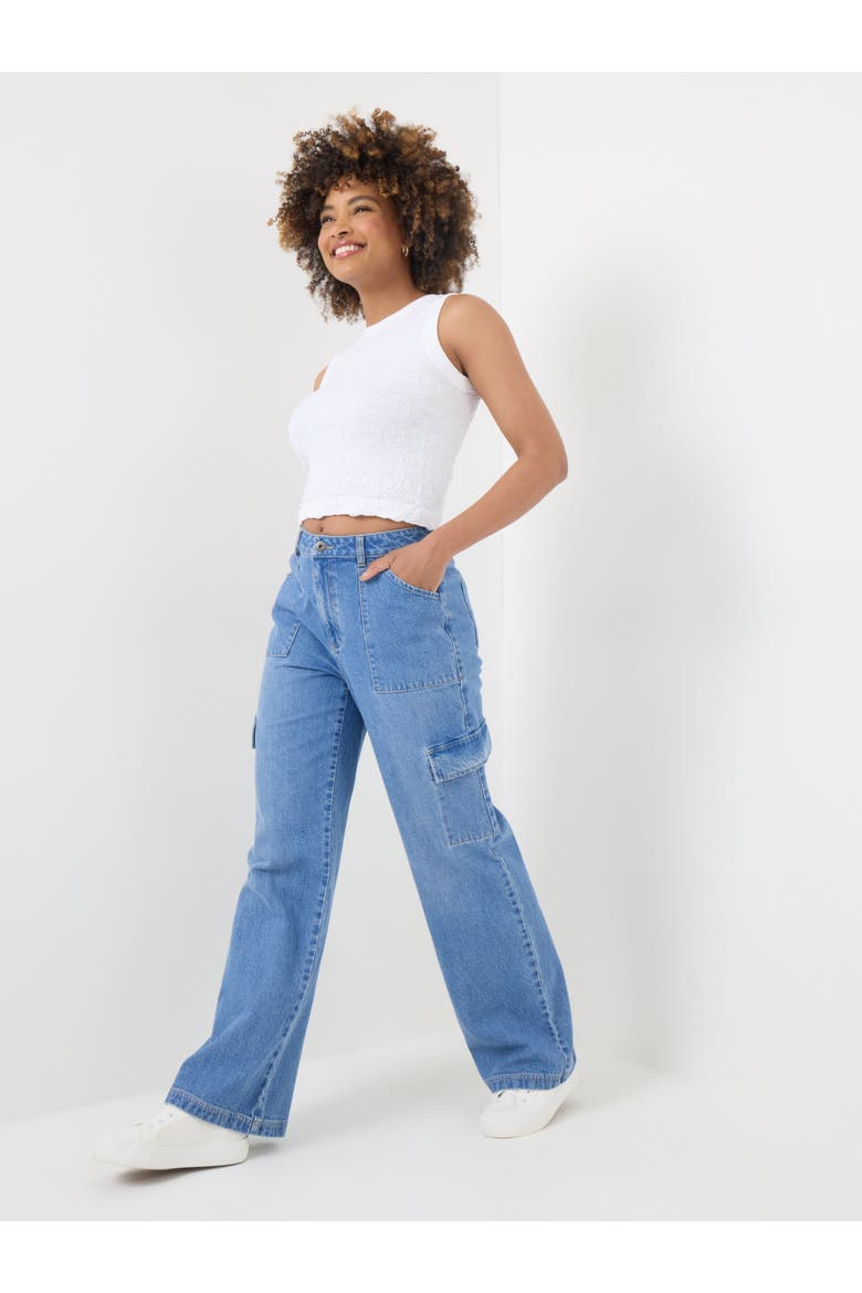 Denim Cargo Pants, Alternate, color, LIGHT BLUE