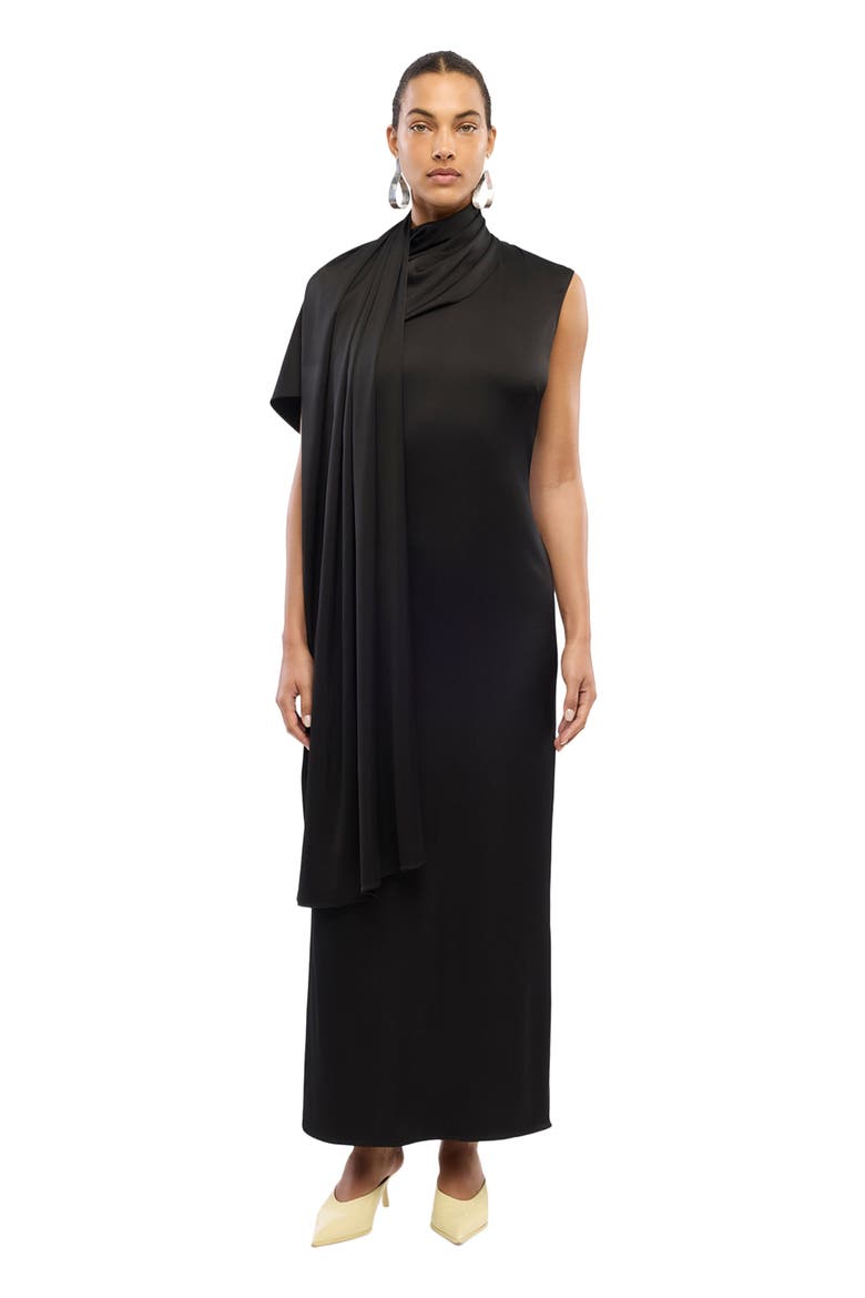 Scarf Dress, Main, color, BLACK