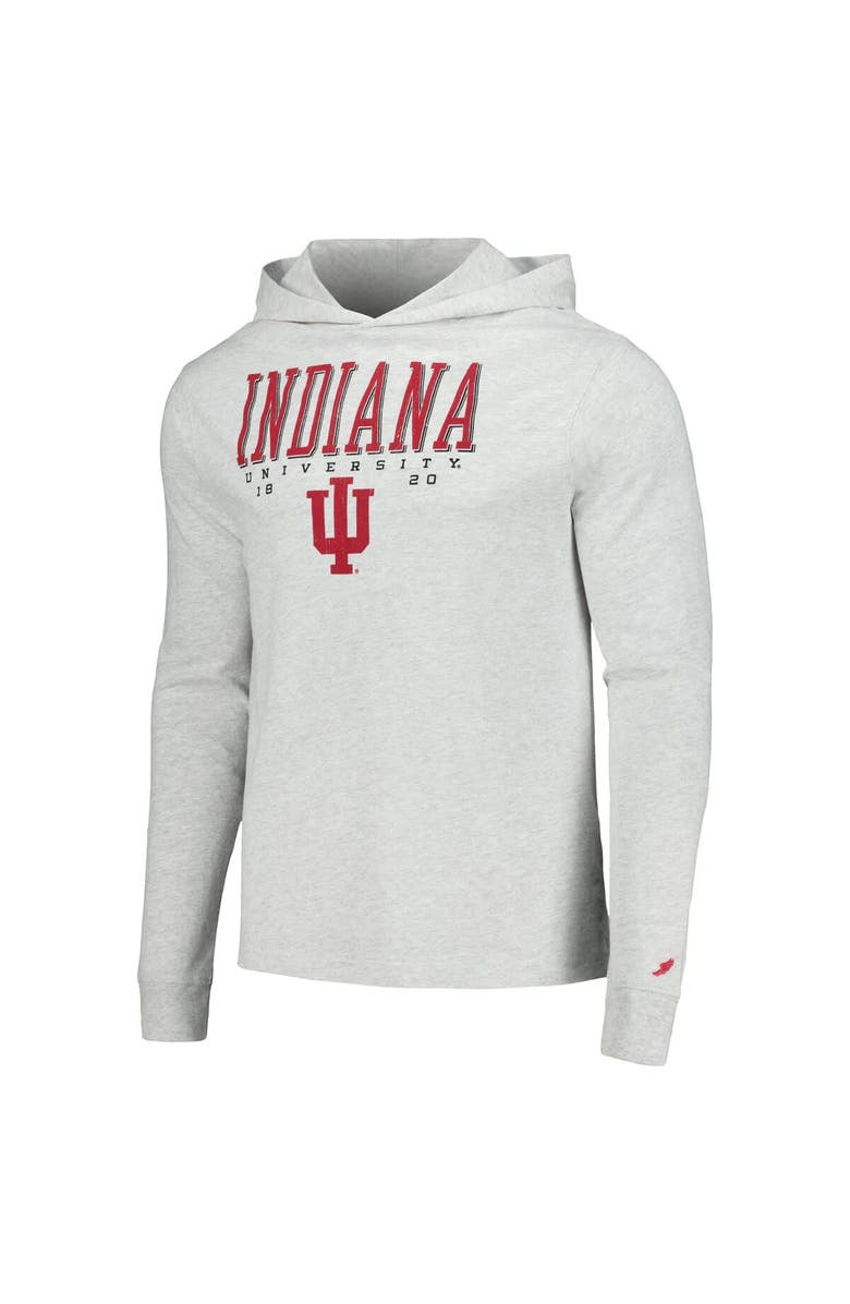 LEAGUE COLLEGIATE WEAR Men's League Collegiate Wear Ash Indiana Hoosiers Team Stack Tumble Long Sleeve Hooded T-Shirt, Alternate, color, Ash