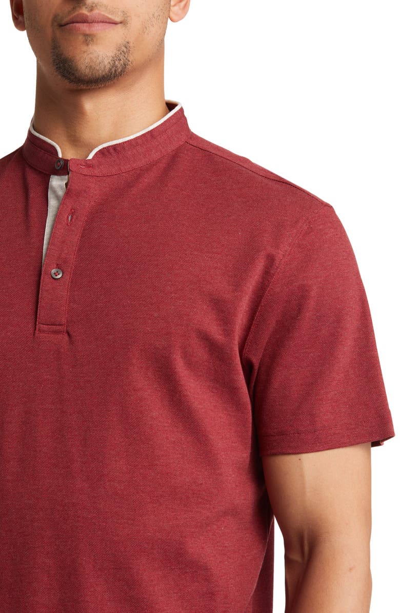 Lorenzo Uomo Trim Fit Band Collar Short Sleeve Polo, Alternate, color, Bordeaux