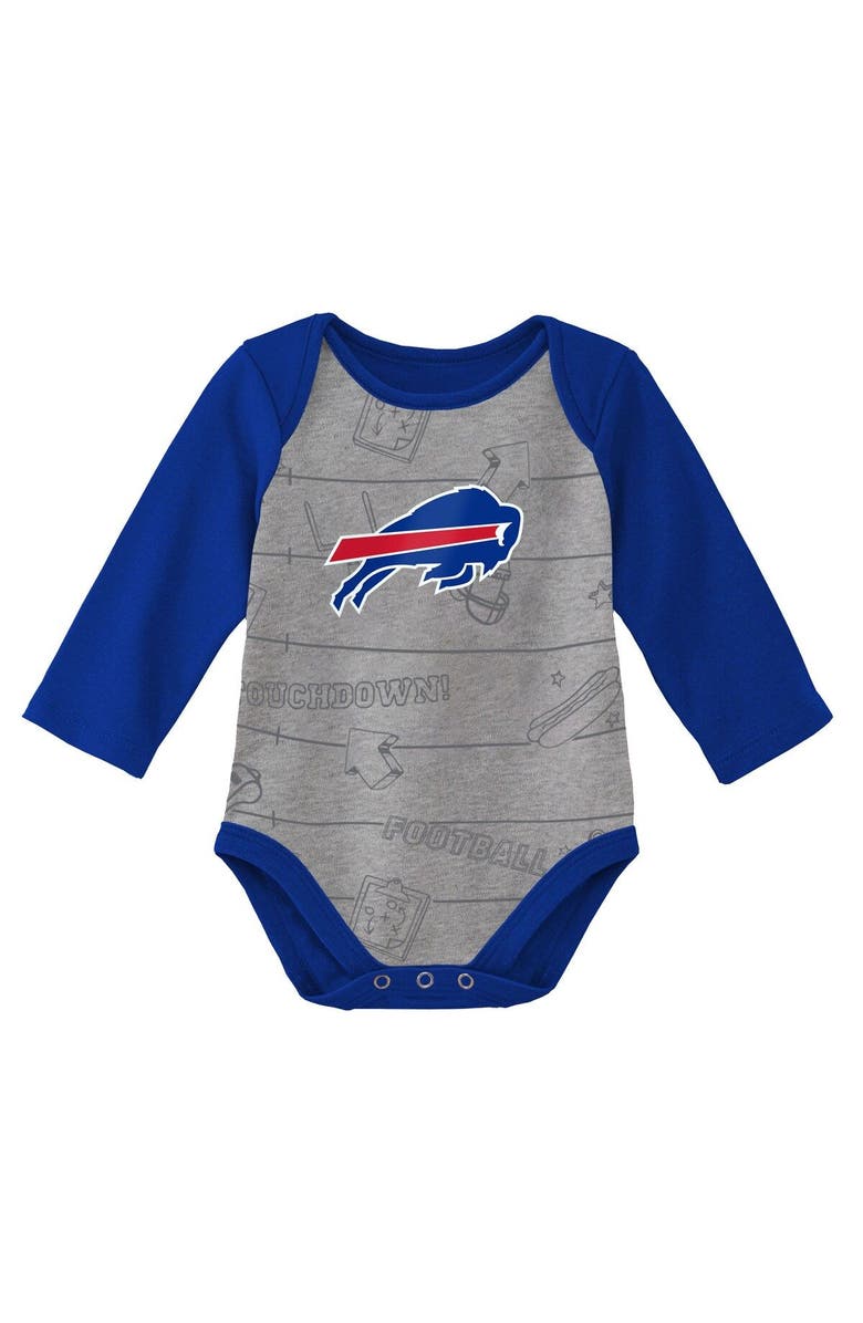 Outerstuff Newborn & Infant Royal/Heathered Gray Buffalo Bills Born To Win Two-Pack Long Sleeve Bodysuit Set, Alternate, color,