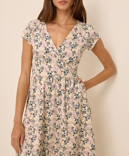 Pact Organic Cotton Fit & Flare Crossover Dress In Neutral