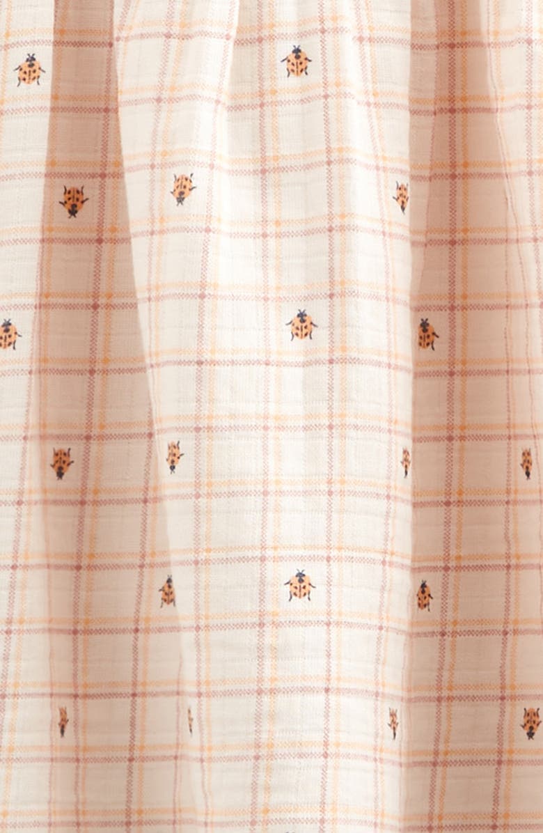 Nordstrom Flutter Sleeve Tie Back Cotton Muslin Sundress & Bloomers, Alternate, color, Pink Pretty Ladybug Plaid